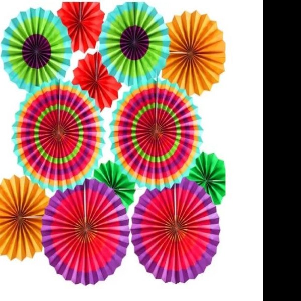 DECORACION ABANICOS FIESTA MEXICANA VMF PAQ. C15PZ